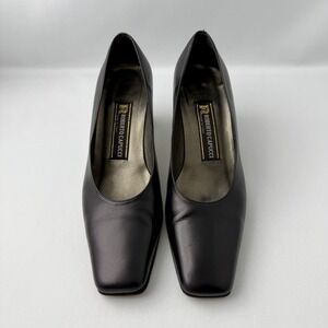 Roberto Cavalli Black Leather Square-Toe Heels